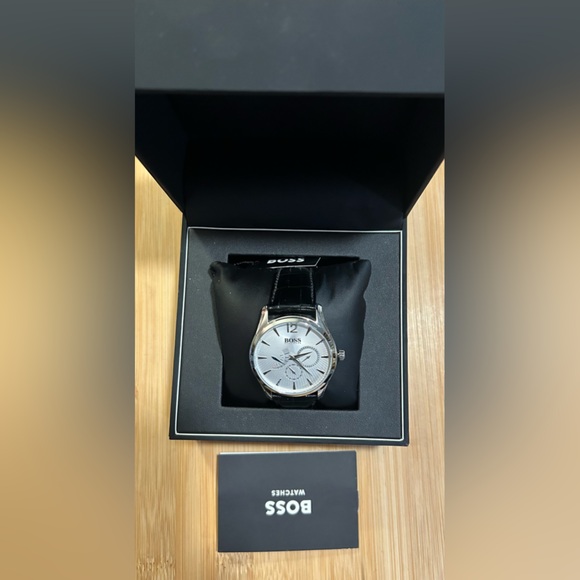 Boss Watch With 40mm Silver Chronograph Face & Black Leather Band - Picture 5 of 5